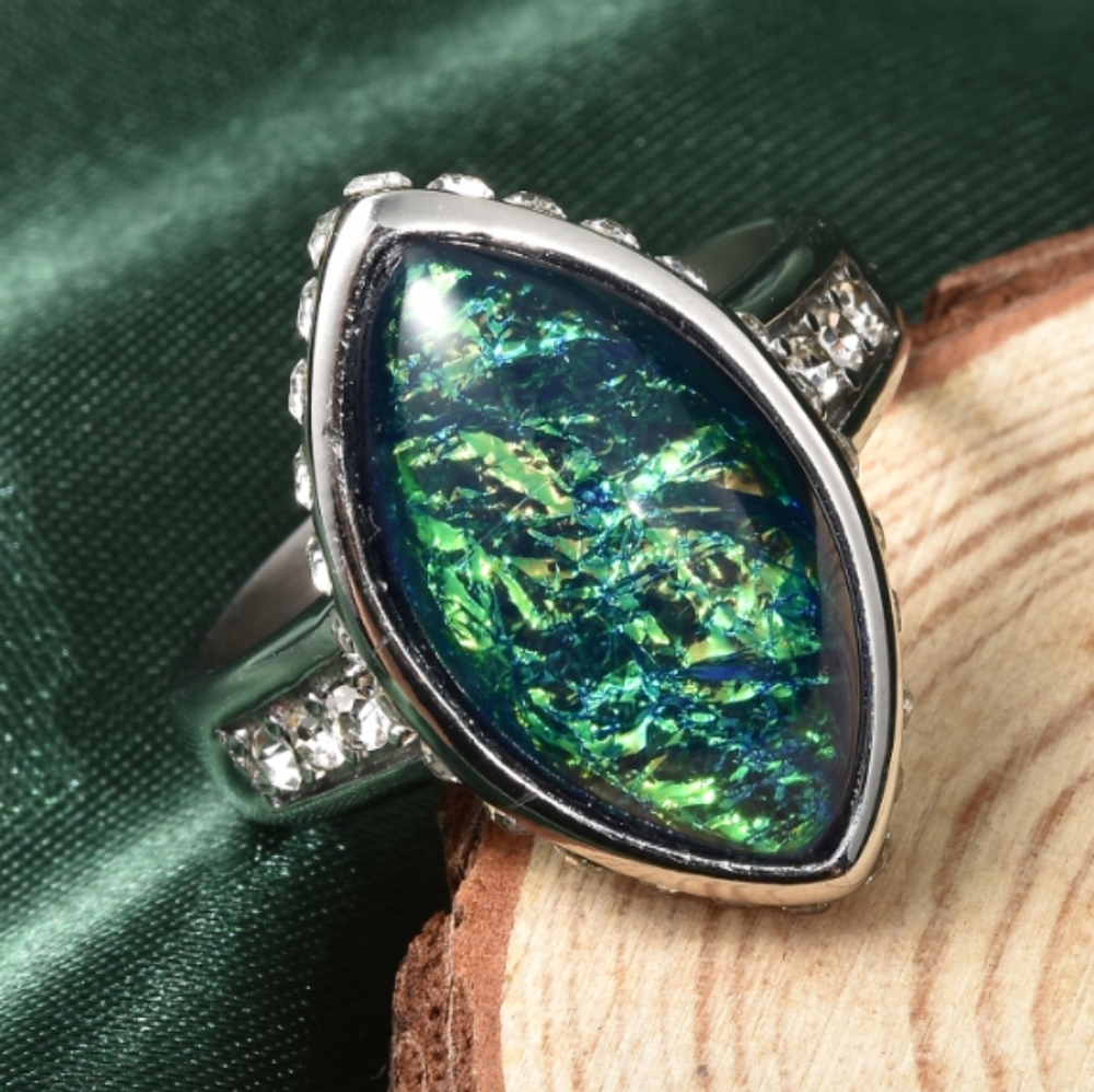 STAINLESS STEEL MYSTIC OPAL RING - Picture 3 of 4
